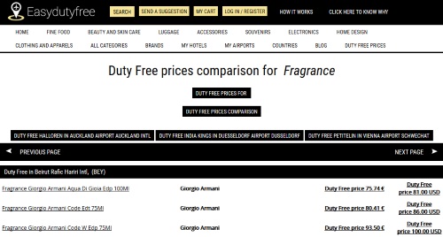 Duty Free Prices Comparison Site
